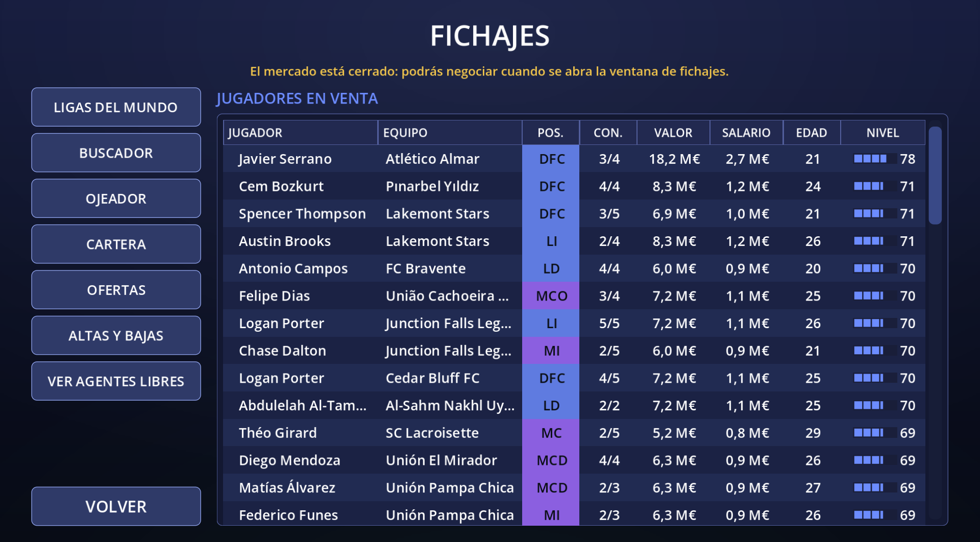 Mercado de fichajes